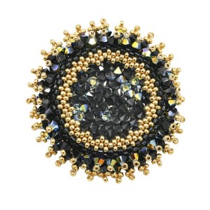 Kit DIY van Broche Lumina met Swarovski Crystal Rocks  en Miyuki Delica - Black Gold