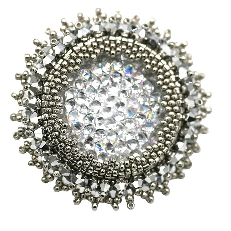 Kit DIY Broche Lumina - Argent Gris Swarovski & Miyuki