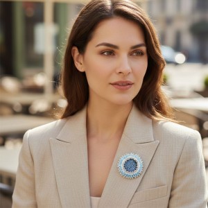 DIY Kit Lumina Brooch - White Opal/black Swarovski & Miyuki