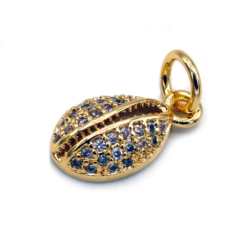 Gold plated shell charm 12mm with crystal rhinestones | DIY jewelry