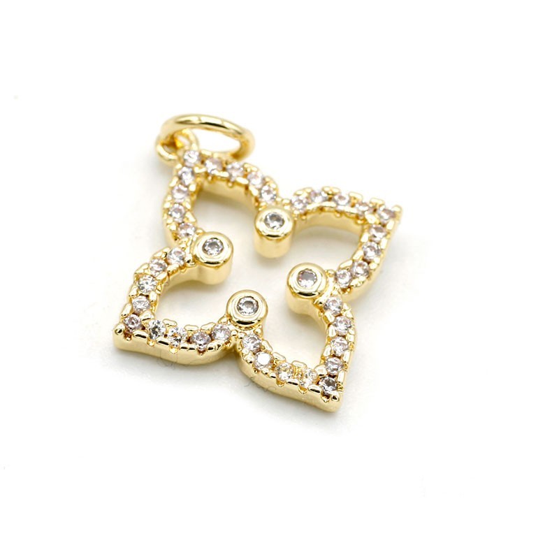 Charms Gold Plated flower 18mm with rhinestoness – Hypoallergenic | Boutique Charlotte