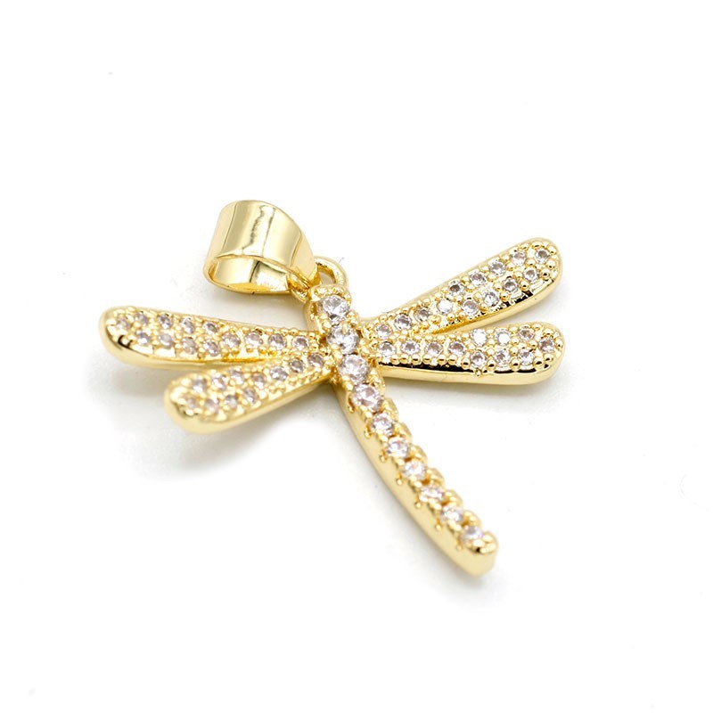 Charm Libellule Plaqué Or 20mm avec Strass – Anti-allergique | Boutique Charlotte