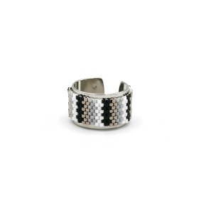 Bague Ajustable Acier Inoxydable 10mm Rhodium | Pour Miyuki Delica & Crystal Mesh