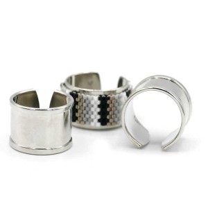 Adjustable Stainless Steel Ring Base 10mm Rhodium | Miyuki Delica & Crystal Mesh