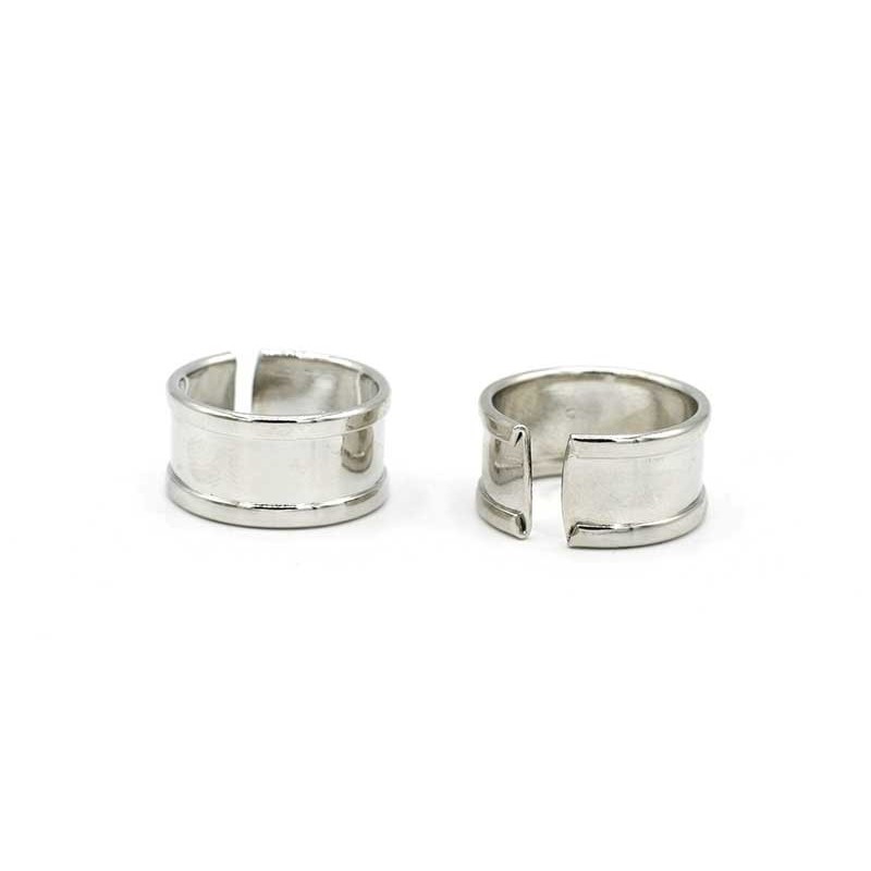 Stainless Steel adjustable ring 10mm wide - for Miyuki Delica coverage - Rhodium