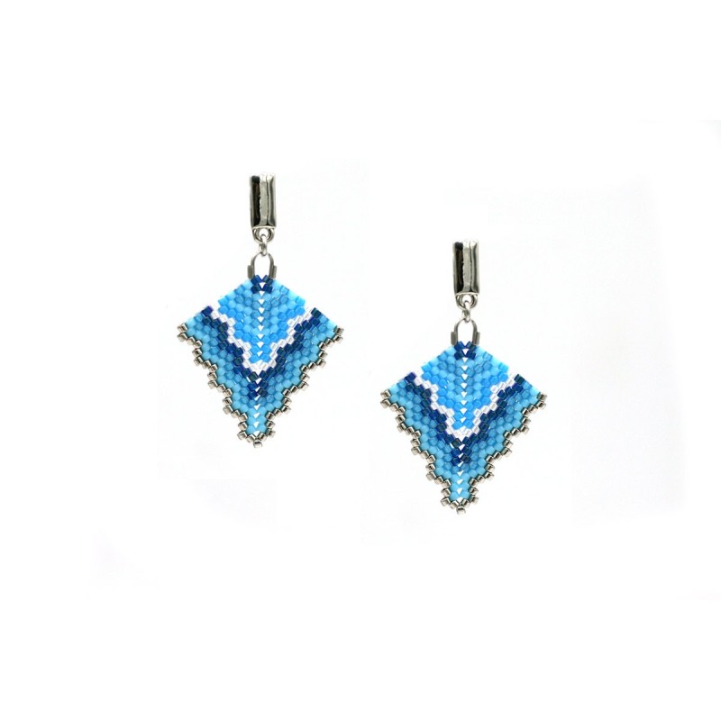 Kit Oorbellen Triangle Peyote Summerblue – Miyuki kralen & gratis patroon