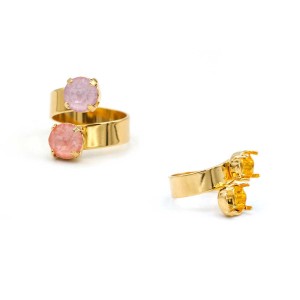 Adjustable Stainless Steel Ring Base for 2 x SS39 8mm Austrian Crystal