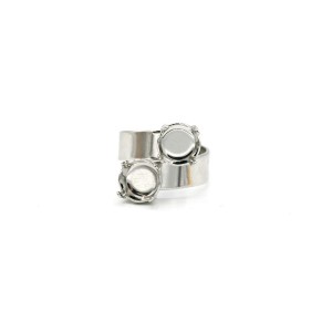 Adjustable Stainless Steel Ring Base for 2 x SS39 8mm Austrian Crystal