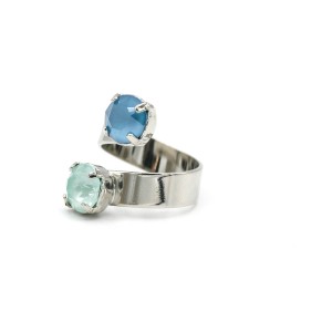 RVS verstelbare ring basis voor 2 x SS39 8mm Austrian Crystal| Boutique Charlotte