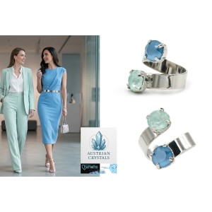 Bague réglable acier rhodié | 2x SS39 8mm Austrian Crystal DIY