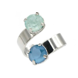 Bague réglable acier rhodié | 2x SS39 8mm Austrian Crystal DIY