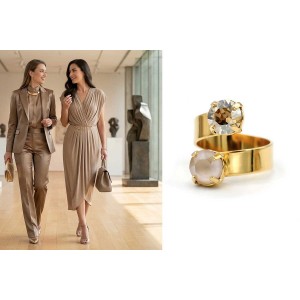 Bague réglable acier Gold Plated | 2x SS39 8mm Austrian Crystal DIY