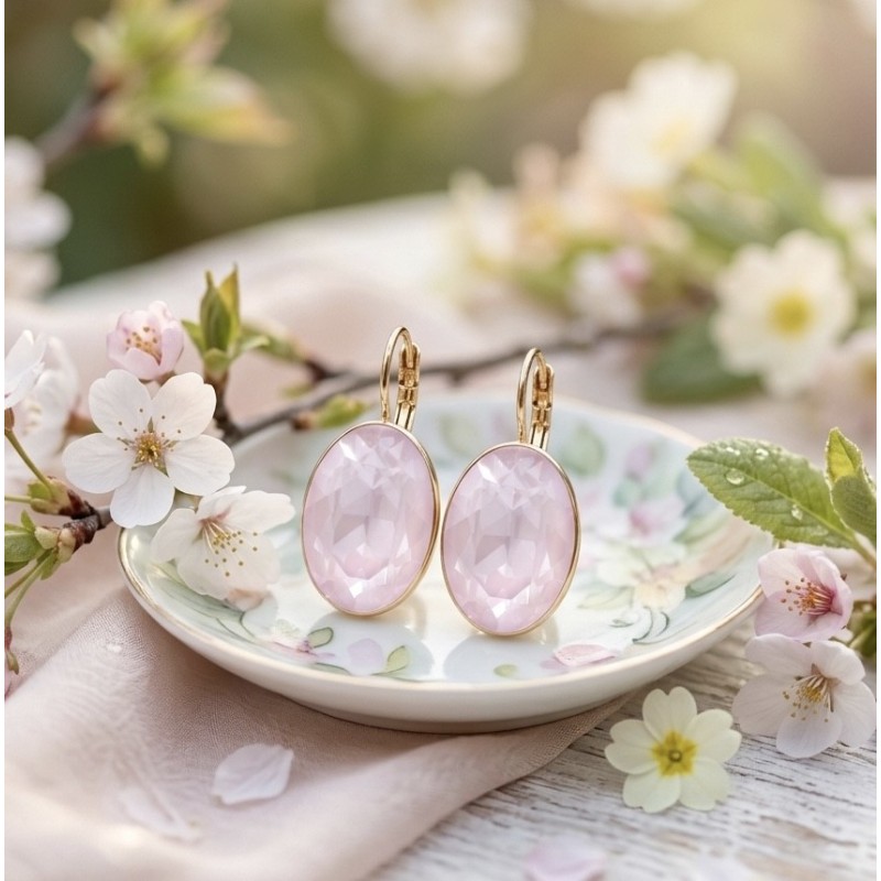 DIY earrings Rose Gold Plated with Austrian Cristal - Boutique Charlotte - Soft Rose Ignite
