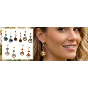 DIY oorbellen kit Sea Urchin cognac goud – Swarovski kristal & Miyuki kralen