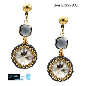 Boucles d'Oreille Sea Urchin Swarovski Gris Gold