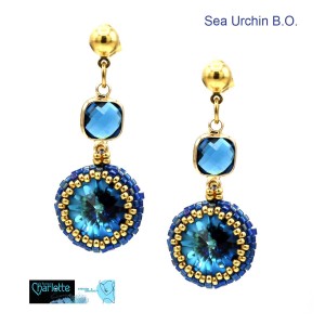 Oorbellen Sea Urchin Swarovski Blauw Gold