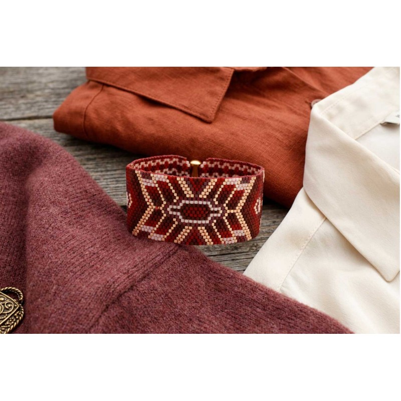 Bracelet BoHo peyote Bordeaux