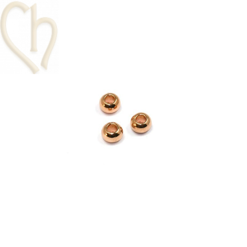 metalen bol 7*5mm gaatje 3.7mm rose goud