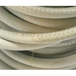 Leather round 6mm Pearlwhite