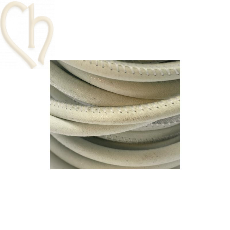 Leather round 6mm Pearlwhite