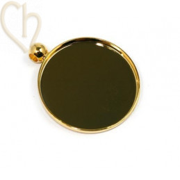 pendentif rond pour cabochon 24mm or