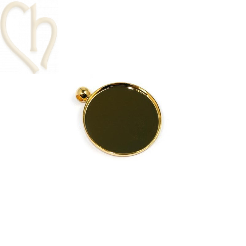 pendentif rond pour cabochon 24mm or