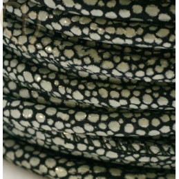 Cuir rond 4mm Ray Noir Gris