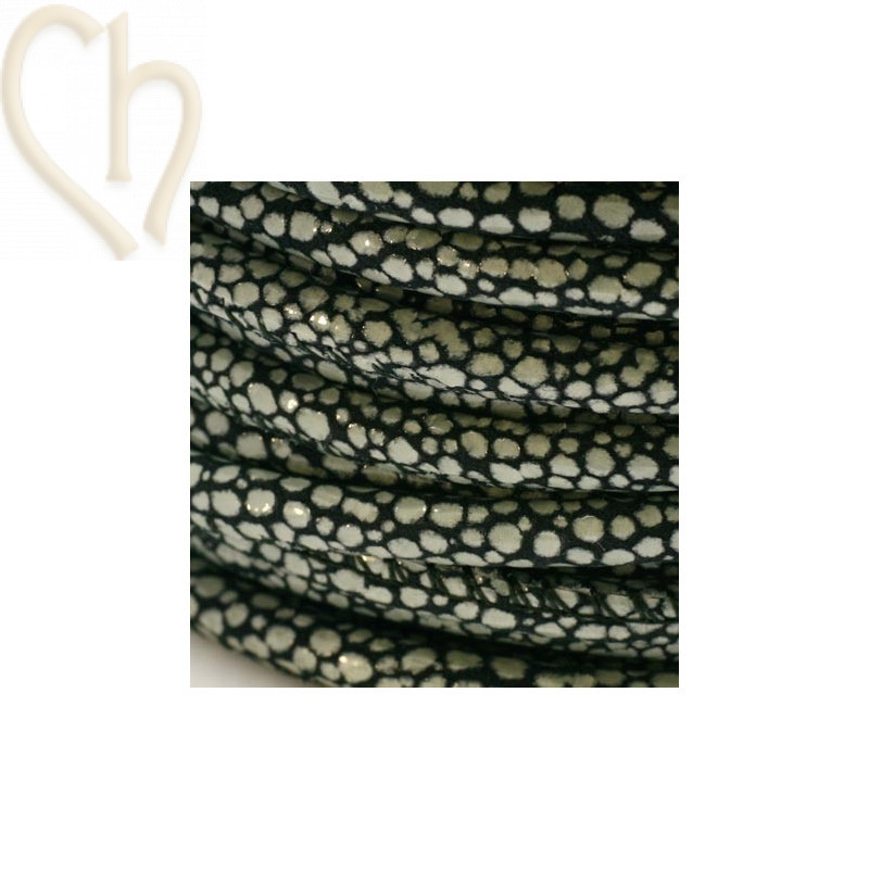Cuir rond 4mm Ray Noir Gris