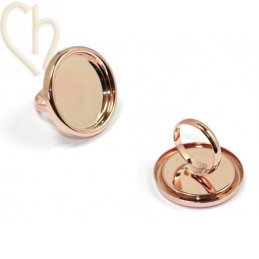 regelbare fijne ring met plateau 25mm rose goud