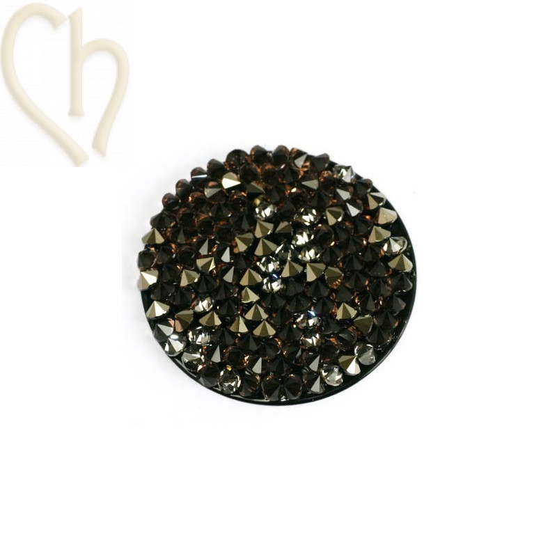 Crystal ROCKS 30mm Lt. Peach&Metall.Gold sur Noir