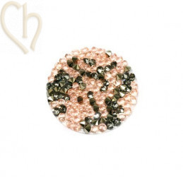 Crystal ROCKS 15mm Lt. Peach&Metal. Gold