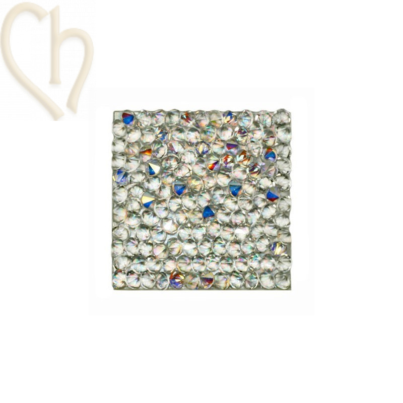 Rocks vierkant 27mm Cristal Ab / silver