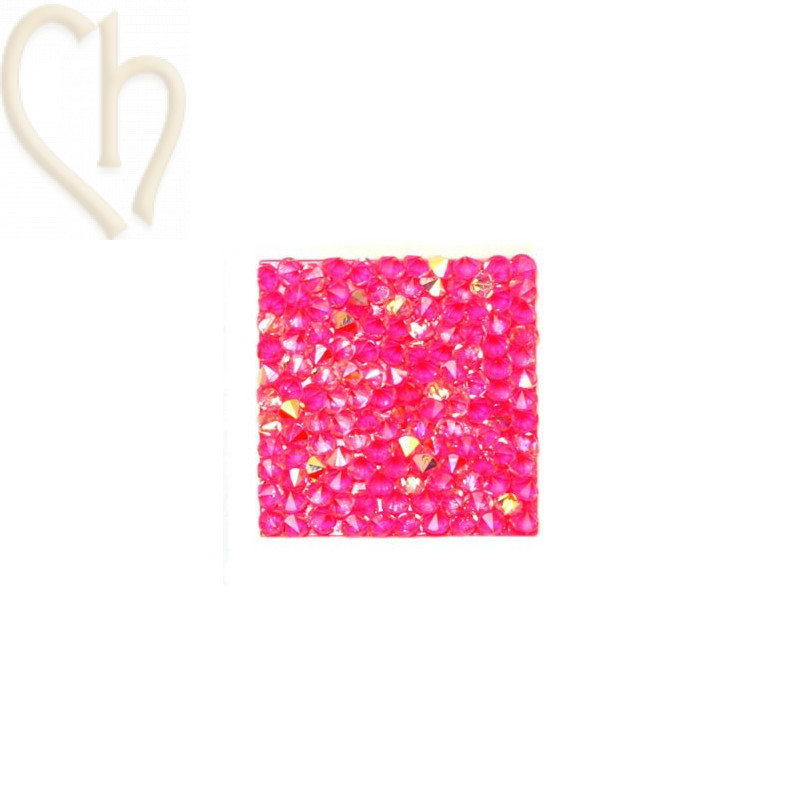 Rocks square 20mm Cristal AB / rose fluo