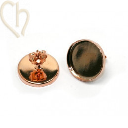 oorbellen plateau 15mm roze goud / goud