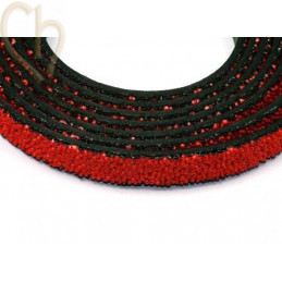 leder plat 10mm caviar rood