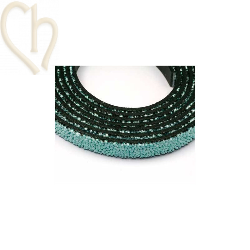 cuir plat 10mm caviar vert mer
