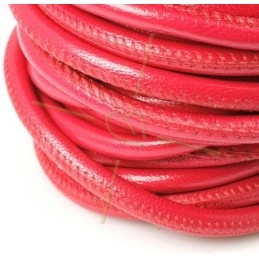 leather round 6mm Fuchsia