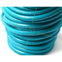 Cuir rond 4mm Turquoise clair