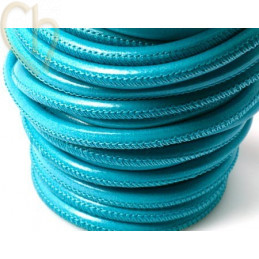 Leder rond 4mm licht turquoise