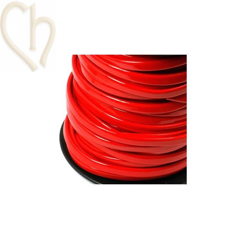 plat leder 5mm gelakt rood