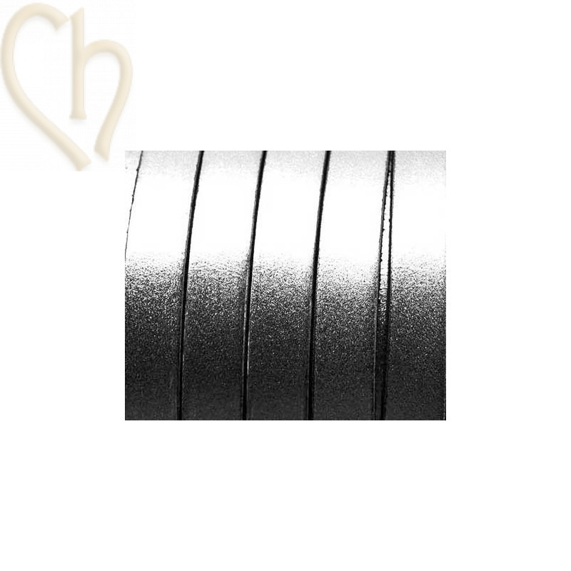 leder plat 10mm Zilver