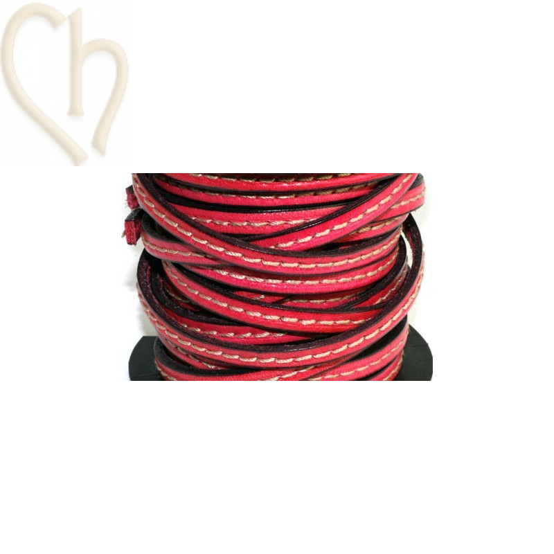 cuir 5mm avec coutures contrastantes fuchsia