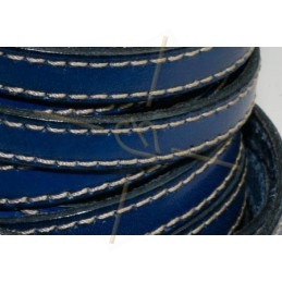 leather 10mm with contrast stitches bleu