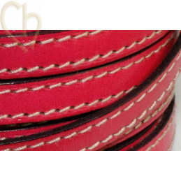 cuir 10mm avec coutures contrastantes fuchsia