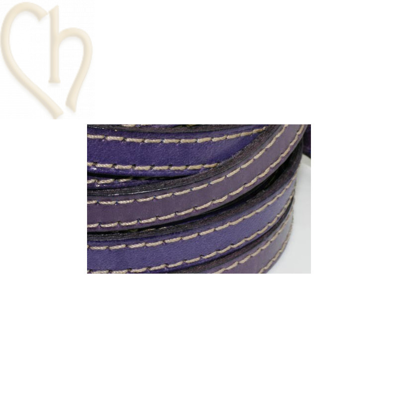 leder 10mm met contrast stiksels mauve