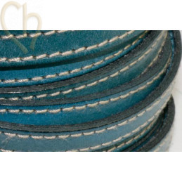 cuir 10mm avec coutures contrastantes turquoise