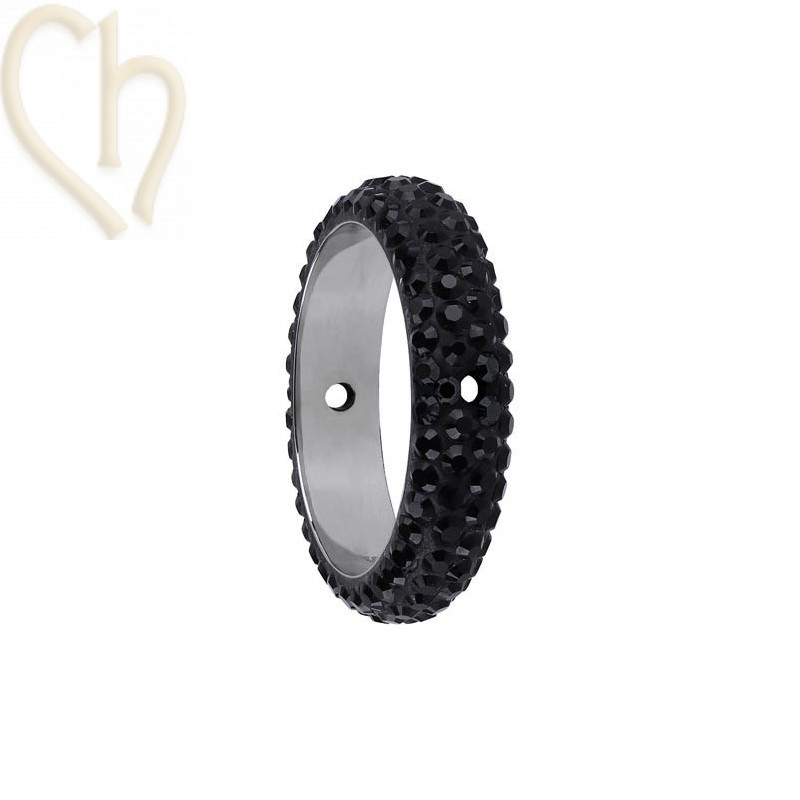 Swarovski Elements Pave Ring 16mm 2 trou Jet