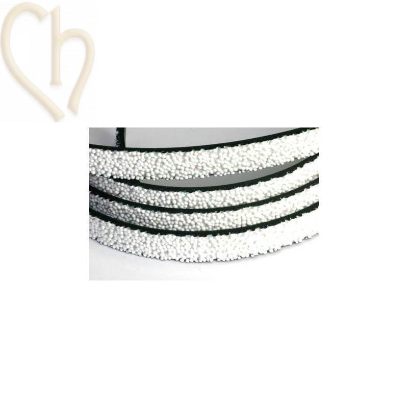 leder plat 10mm caviar wit