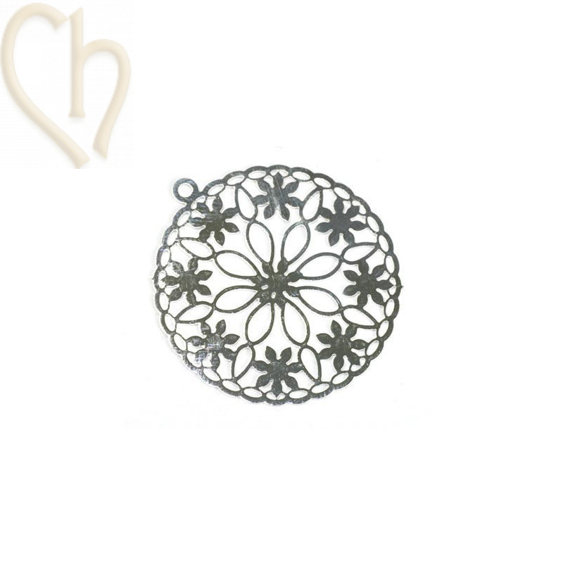 pendentif rond filigran 25 mm