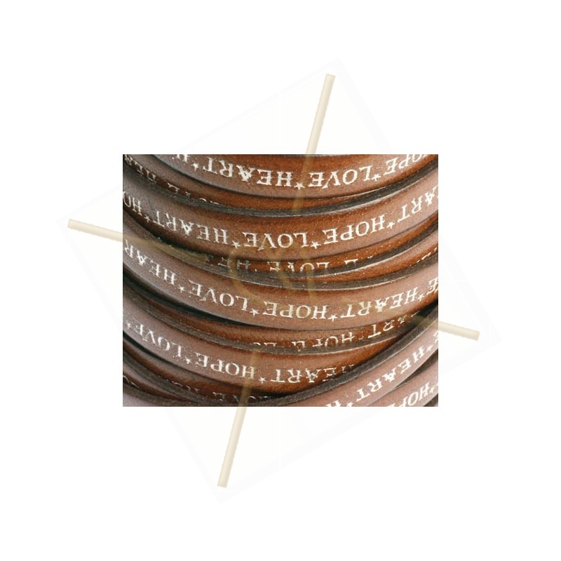 leather flat 10mm inscripted brown